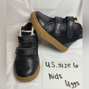 UGG Kids Black Boots with Tan Soles
